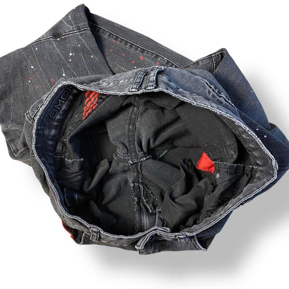 Smoke Rise Slim Fit Paint Splatter Acid Wash Distressed Jeans Men’s Size 34 - Picture 8 of 9